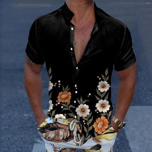 T-shirts pour hommes hommes décontractés à manches courtes printemps été col rabattu 3D imprimé haut tendance chemisier mâle combinaison body