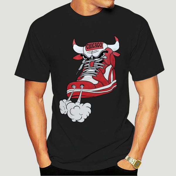 Camisetas para hombres Hombres Chicago Shoe Bull Red White Hip Hop Longline T-Shirt Black Humorous Tees T Shirt 230711