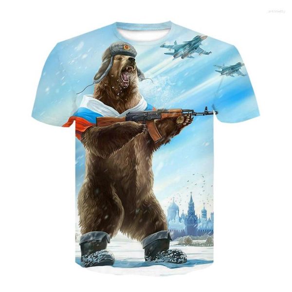 Camisetas para hombre, ropa para hombre, camiseta de marca rusa 2023, camiseta de guerra de osos, camisetas con armas militares, camisetas con estampado 3D divertido