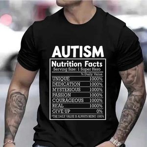 T-shirts masculins Vêtements masculins chemises nutritionnelles autistes pour les femmes hommes autism Mois de conscience t-shirts autism citation d'été ts acceptation y2k tops t240506