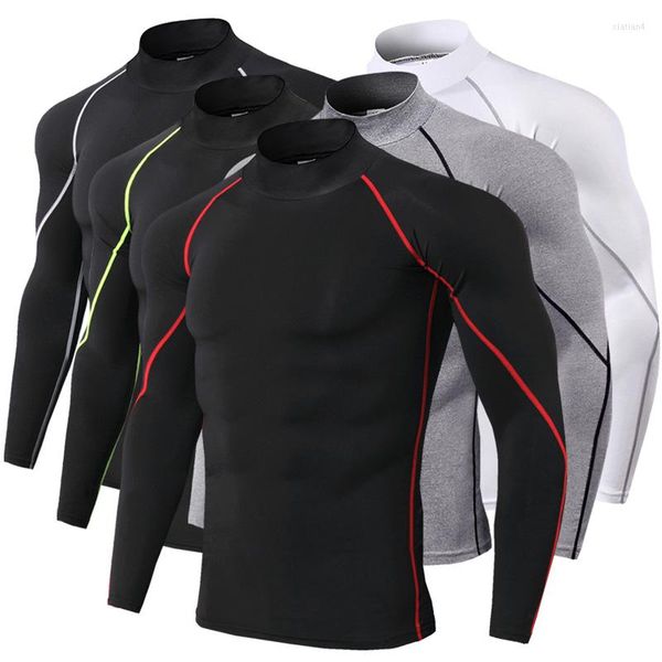 T-shirts pour hommes Compression Bodybuilding Skille serrées manches longues Vêtements de couleur un