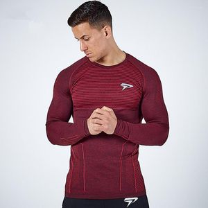 Heren t shirts mannen compressie snel droge droge lange mouw t-shirt man gym fitness training shirt mannelijke run jogging sport training strakke tees tops