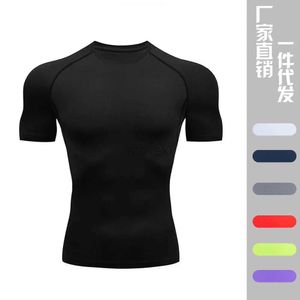 T-shirts voor heren Men Compressie Running T-shirt Fitness strakke korte mouw T-shirt Training Jogging Shirts Gym Sportswear Quick Dry Rashgard 2443