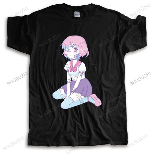 T-shirts pour hommes Chemise décontractée en coton pour hommes Sad Girl Yami Kawaii Pastel Goth Humour White Geek Short Male Loose Tops For Him Plus Size Teeshirt