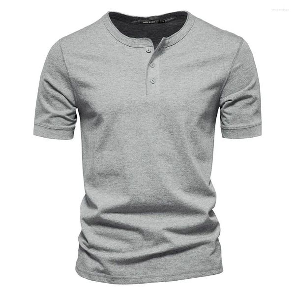 T-shirts pour hommes Hommes Chemise en coton de haute qualité Col Henley Été Casual T-shirts à manches courtes T-shirts de base T-shirts de mode T-shirts Tops Vêtements