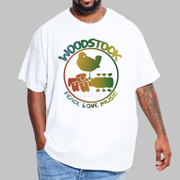 Camisetas de hombre Camiseta de algodón para hombre Woodstock 3 Days Peace man camiseta blanca 'Music Colorful Guitar Bird T-shirt 230509