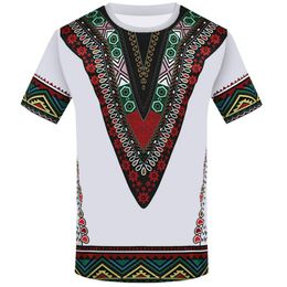 T-shirts T-shirts Heren Dashiki Shirt 3D Gedrukt Kraag Afrikaanse Nationale Kostuum T-shirt Zomer Stijl Groothandel 2021
