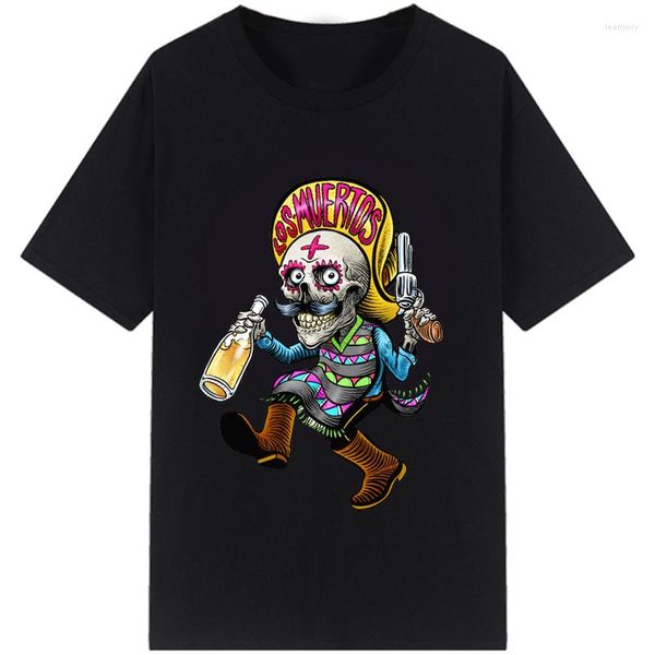 Camisetas para hombres Día de los muertos Posada Algodón Arte popular mexicano Ropa de calavera de azúcar Camisetas de manga corta Casual Streetwear Tops