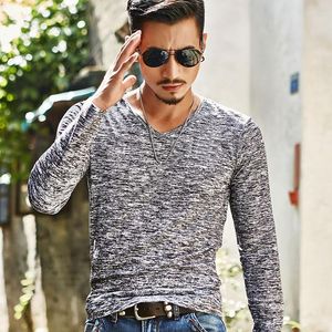 T-shirts pour hommes Mode Automne Manches longues Slim Bodycon Casual Street Style Shirt Top M-3XL