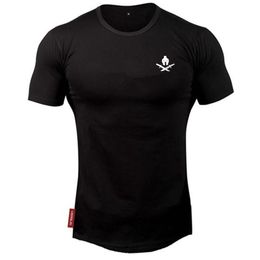 T-shirts pour hommes Hommes Fitness T-shirt à col rond Gym Sport Chemise Bodybuilding Couverture en coton Marque Vêtements Running Fi