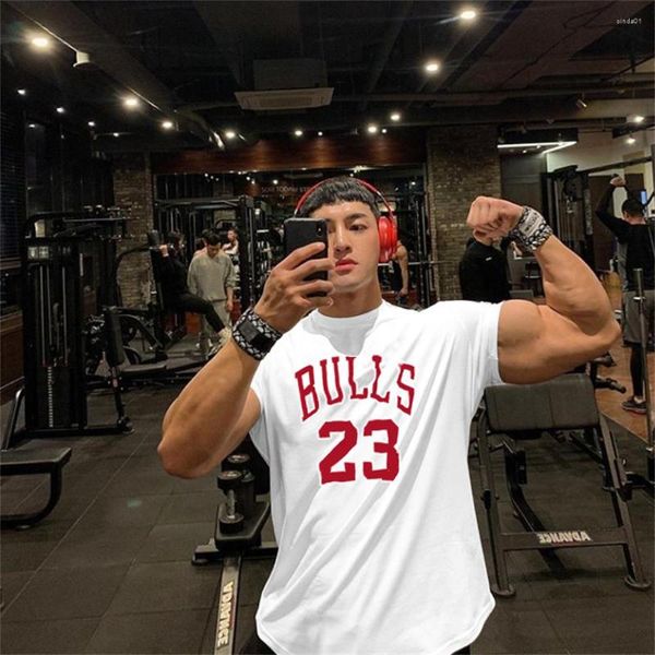 Camisetas para hombre, camiseta deportiva para hombre Bulls 23, ropa deportiva transpirable de compresión, camisetas de manga corta para gimnasio de verano para hombre, camisetas de gran tamaño