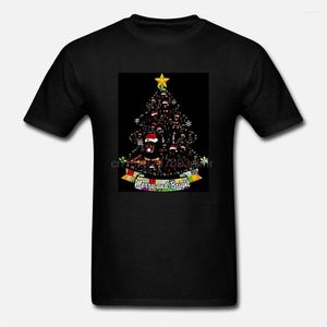 Heren t shirts mannen grappige shirt mode mode t-shirt vrolijk en heldere rottweiler kerstboom dames t-shirt