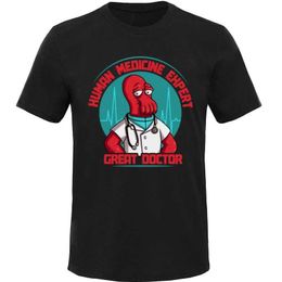 T-shirts masculins Chemit drôle Great Doctor T-shirt Fabric confortable Summer T Lovecraft Cthulhu t Slim Fit Medicine Octopus Carton Carton T240510