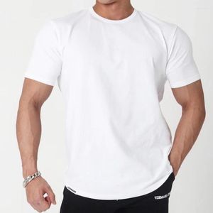 Heren t shirts heren gym pure kleur katoen los t-shirt korte mouw casual shirt mannelijke fitness bodybuilding workout tee tops zomerkleding