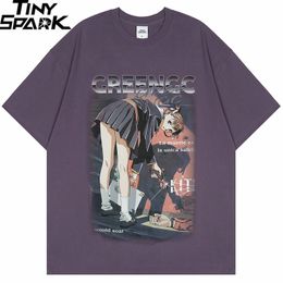 Heren t-shirts Men Harajuku T-shirt Hip Hop Streetwear Anime Girl Killer T-shirt Japanse cartoon T-shirt Zomer Korte mouw Tops Katoen 230131