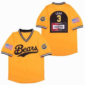Heren t-shirts Mannen Kids Baseball Jerseys The Bad News Bears 3 Lek Sewing Embroidery High Quty Sports Outdoor Blauw Nieuwe Yellow Racing Style T240506
