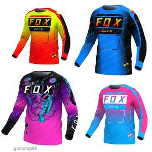 Heren T-shirts Mannen Lange Mouw Mountainbike Jersey Downhill Enduro Shirts Motocross Motorsport Mtb Bat Fox T-shirt Zc7d