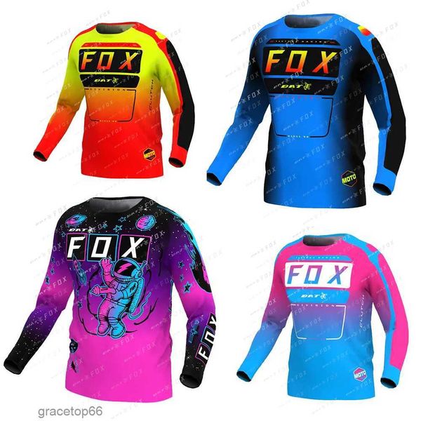 Camisetas para hombres Hombres Manga larga Bicicleta de montaña Jersey Downhill Enduro Camisas Motocross Motocicleta Racing MTB Bat Fox Camiseta Zc7d