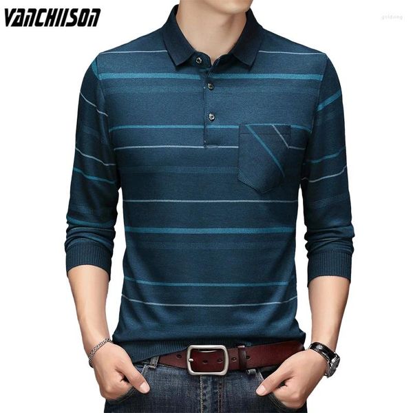 Camisetas para hombres Camisas de manga larga para hombres Tops de cuello de cambio para las rayas de primavera Padre Moda Mass Moda Tamaño más 4xl 100kg 00464