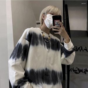 Heren t shirts mannen lange mouw t-shirts oversized tie-dye losse Koreaanse stijl all-match eenvoudige chique jeugdige mode ademende kleding nee