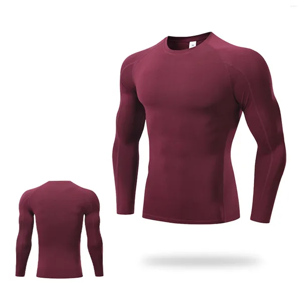 Camisetas para hombres Hombres de manga larga debajo de la camisa para hombre Ajuste ajustado Fitness Deportes Correr Entrenamiento Manga