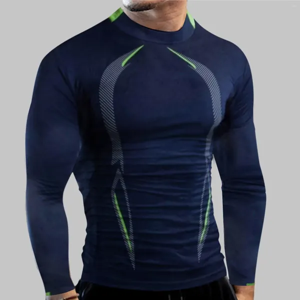 T-shirts hommes hommes amour poignées mâle automne et hiver haute élasticité respirant sport serré à manches longues motif imprimé fitness top