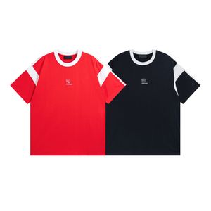 Camiseta bordada con letras en el pecho con logotipo clásico, ropa informal estilo Hip Hop, camiseta informal de manga corta Harajuku con diseño de telas combinadas de colores