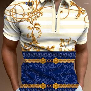 T-shirts pour hommes Polo à manches courtes pour hommes T-shirt d'été à manches courtes avec impression de chaîne en or