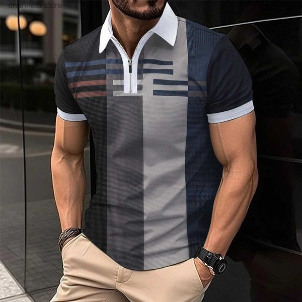 T-shirts hommes Hommes Polo Shirt Waffle Imprimer T-shirt à manches courtes Homme Respirant Tops Business Turn Down Collier Streetwear Marque de luxe S-3XL T240227