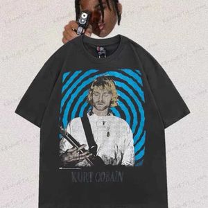 T-shirts voor heren Mannen print streetwear Kurt Donald Cobain Rock Vintage Unisex gewassen oversized grafisch los T-shirt T-shirt tee merk Homme T240126