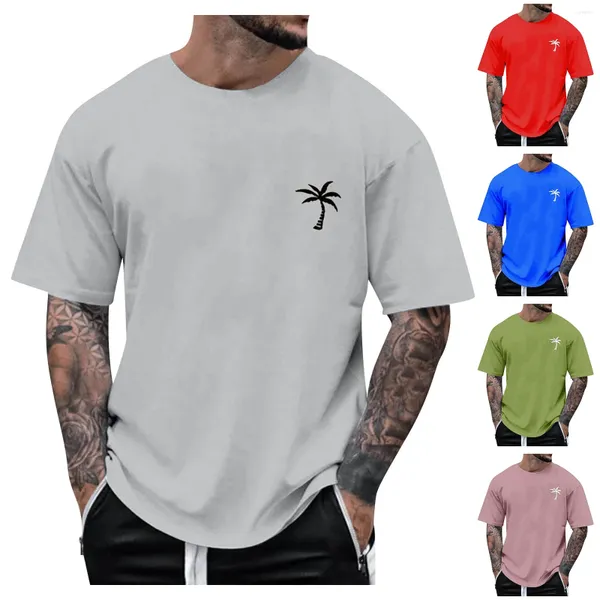 Camisetas para hombres Hombres Camisa de correr Manga larga Masculina Playa de verano Little Tree Print Blusa Corta O Mens Pequeño A