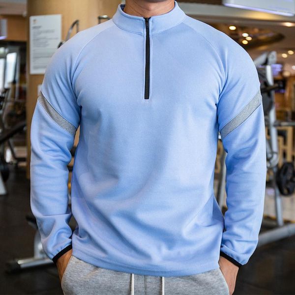 Camisetas para hombre Hombres Correr Deportes Tops de manga larga Jersey grueso Mantener camisetas calientes con cremallera Hombre Otoño Invierno Entrenamiento al aire libre