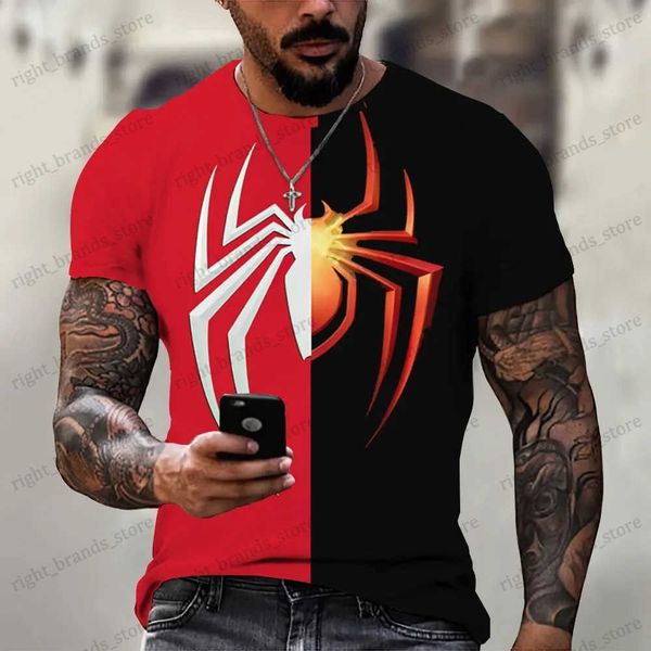 Camisetas para hombre Camiseta con estampado de araña 3D para hombre Camiseta colorida con dibujo de araña Camiseta de manga corta con cuello redondo 2023 Nueva parte superior de moda de verano T240117