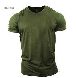 T-shirts pour hommes T-shirts vert armée pour hommes à manches courtes d'été en vrac Casual Sports Gym Tops Col rond Couleur unie Grande taille Tee-shirt masculin 6XL Top