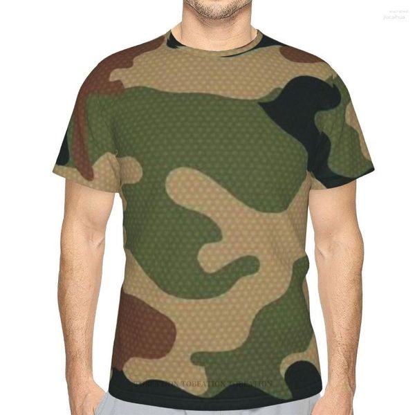 Camisetas para hombres Camuflaje para hombres Ejército Verde Verano para hombre Impreso en 3D Camiseta de poliéster de gran tamaño Secado rápido Manga corta Transpirable