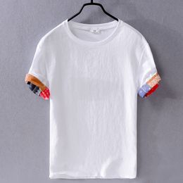 T-shirts voor heren Casual linnen T-shirt met korte mouwen Wit Los Trend T-shirt voor heren Merk T-shirt met ronde hals Heren Tops Chemie Camisa 230403