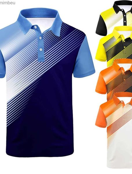 T-shirts pour hommes Polo décontracté pour hommes imprimé graphique géométrie Turndown Sport de plein air à manches courtes boutonné imprimé vêtements ApparelL240110