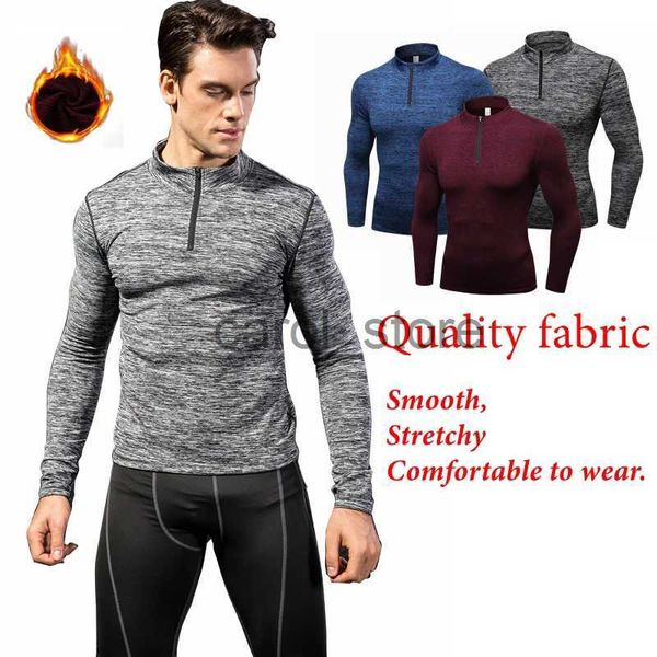 Camisetas para hombres Camisas de compresión para hombres Manga larga Terciopelo de invierno Mantener caliente Entrenamiento Fitness Camiseta Running Tops Gimnasio Camisetas deportivas J231121