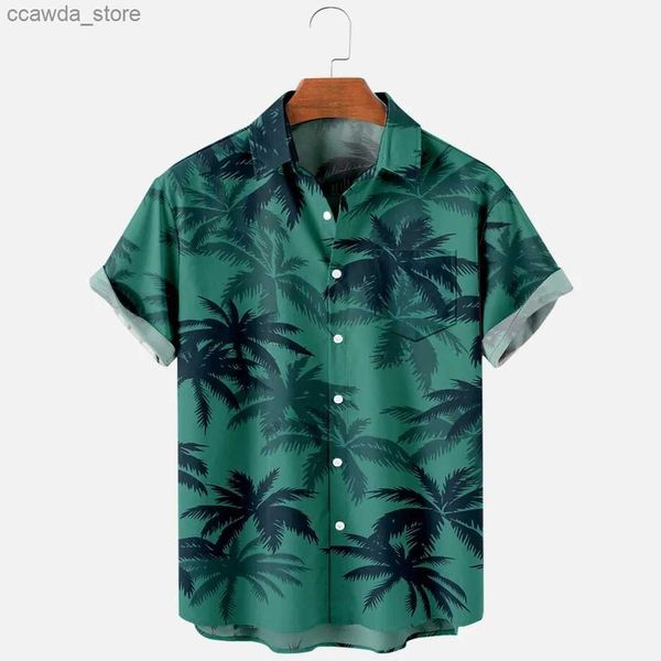 Camisetas para hombres Moda para hombres Camisetas de verano Impresión hawaiana en 3D Camisas casuales acogedoras con un botón Camisas de manga corta para playa de gran tamaño Q230102