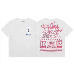 Camisetas para hombres Impreso de alta calidad SprSummer UTOPIA T-shirt Street Hip-Hop Top Loose Casual Cactus Jack Camiseta de manga corta J240129