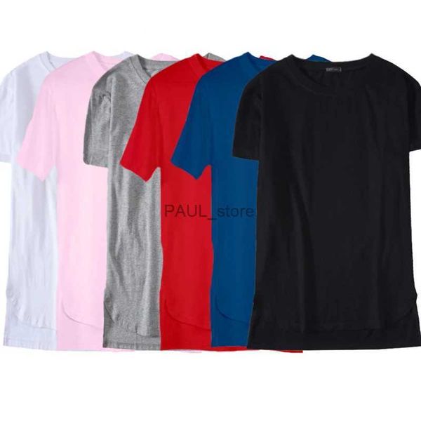 T-shirts pour hommes T-shirts hip hop pour hommes High Street Extend Streetwear T-shirt unisexe surdimensionné à manches courtes marque de mode longue ligne hauts hommes/femmesL2312.21