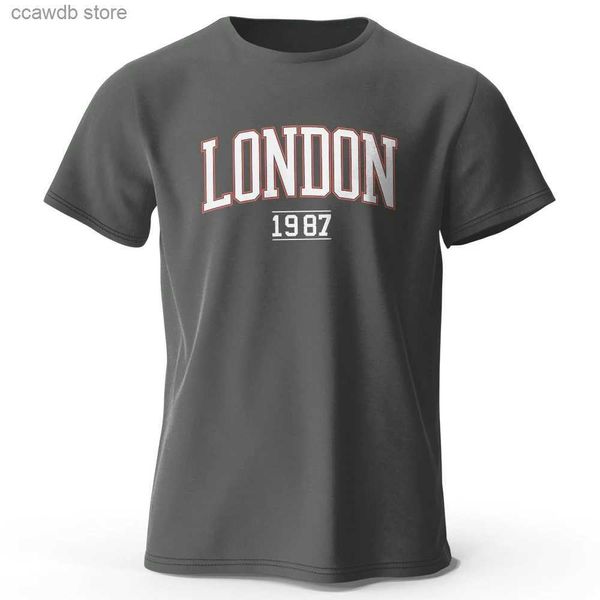 Herren-T-Shirts, Herren-T-Shirt „London 1987 Vintage“, Sport-Baumwolldruck, übergroße T-Shirts für Herren und Damen, Sportbekleidung, Oberteile T240105