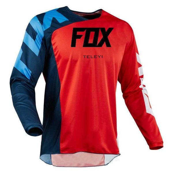 T-shirts hommes Hommes manches longues motocross cyclisme Jersey Fox Teleyi Downhill VTT VTT Chemises Offroad DH Moto Motocross Vêtements T56