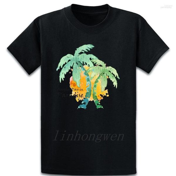 Camisetas para hombre Camisa de árbol de palmeras para hombre Diseñador de algodón Carta estándar Primavera Otoño Edificio O Cuello