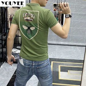 T-shirts pour hommes Polo pour hommes Revers T-shirt 2022 Nouveau Homme D'été À Manches Courtes T-shirts Décontractés Homme Vêtements Tendance Coréen Vert Abeille Impression M4xl Z0221