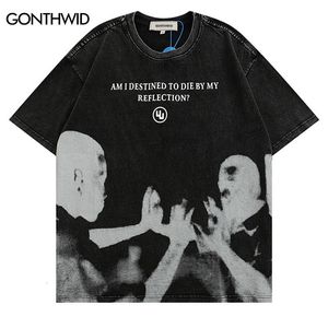 T-shirts voor heren Punk T-shirt voor heren Straatkleding Hip Hop Retro Grafische print Gothic T-shirt Harajuku Casual Katoenen T-shirt met korte mouwen 230718