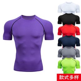 T-shirts pour hommes T-shirts de course pour hommes Compression à séchage rapide Maillot de sport Fitness Gym Collants Blouse Tees Maillot de football masculin Sportswear Noir 230607