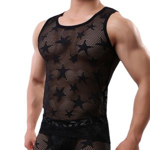 T-shirts pour hommes Chemise pour hommes Débardeur Gym Vêtements Bodybuilding Mesh Voir à travers la chemise de fitness respirant Ropa Intérieur Singlet Erkek Giyim