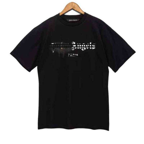 Hommes Designer T-shirts Chemise Palms Palmangel City Designer Limited Jet d'encre Graffiti Lettre Impression Hommes Femmes Voilier à manches courtes Luxe décontracté