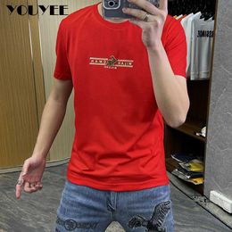 T-shirts pour hommes T-shirt à manches courtes pour hommes Tendance Lapin Rouge Hauts en coton mercerisé de haute qualité 2023 Été Homme T-shirts Grande taille Homme Vêtements 6xl Z0221